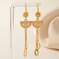 1 Pair Elegant Bridal Geometric Tassel Inlay Copper Zircon Gold Plated Drop Earrings main image 5
