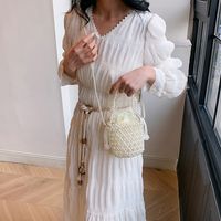 Mujeres Pequeña Perla Color Sólido Elegante Estilo Clásico Cuentas Cuerda Bolso Bandolera main image 5