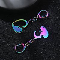 Cute Modern Style Cat 201 Stainless Steel Alloy Plating Bag Pendant Keychain main image 5