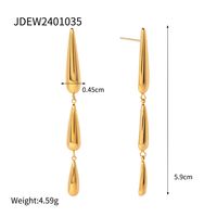 1 Pair IG Style Simple Style Water Droplets 304 Stainless Steel 18K Gold Plated Drop Earrings main image 2