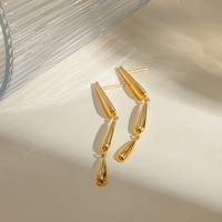 1 Pair IG Style Simple Style Water Droplets 304 Stainless Steel 18K Gold Plated Drop Earrings main image 3