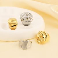 304 Stainless Steel 18K Gold Plated Simple Style Irregular Solid Color Rings main image 4