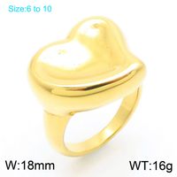 Basic Classic Style Commute Heart Shape Solid Color 304 Stainless Steel 18K Gold Plated Rings In Bulk main image 2