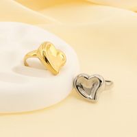 Basic Classic Style Commute Heart Shape Solid Color 304 Stainless Steel 18K Gold Plated Rings In Bulk main image 1