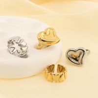 Basic Classic Style Commute Heart Shape Solid Color 304 Stainless Steel 18K Gold Plated Rings In Bulk main image 4