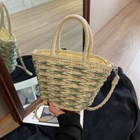 Women's Medium Straw Solid Color Vacation Beach Weave String Crossbody Bag main image 4