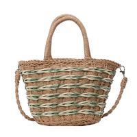 Women's Medium Straw Solid Color Vacation Beach Weave String Crossbody Bag sku image 2