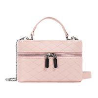 Women's Medium Pu Leather Solid Color Vintage Style Classic Style Sewing Thread Zipper Crossbody Bag sku image 4