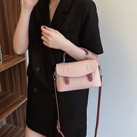 Women's Medium Pu Leather Solid Color Basic Classic Style Sewing Thread Magnetic Buckle Crossbody Bag main image 5