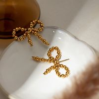 1 Pair IG Style Simple Style Bow Knot Beaded 304 Stainless Steel 18K Gold Plated Drop Earrings main image 6