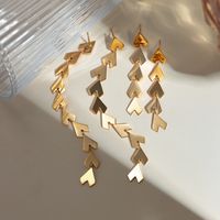 1 Pair IG Style Simple Style Heart Shape Tassel 304 Stainless Steel 18K Gold Plated Drop Earrings main image 1