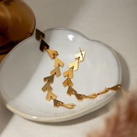 1 Pair IG Style Simple Style Heart Shape Tassel 304 Stainless Steel 18K Gold Plated Drop Earrings main image 5