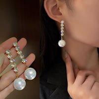 1 Pair Fashion Square Star Bow Knot Alloy Tassel Artificial Pearls Rhinestones Women's Earrings sku image 41