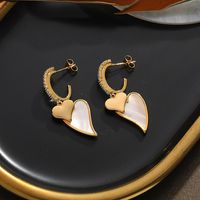 1 Pair Vacation Simple Style Curve Heart Shape Plating Inlay Metal Copper Brass Zircon Gold Plated Dangling Earrings main image 1