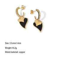 1 Pair Vacation Simple Style Curve Heart Shape Plating Inlay Metal Copper Brass Zircon Gold Plated Dangling Earrings main image 5