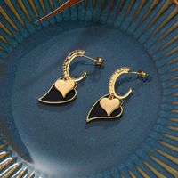 1 Pair Vacation Simple Style Curve Heart Shape Plating Inlay Metal Copper Brass Zircon Gold Plated Dangling Earrings main image 3