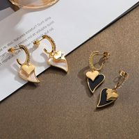 1 Par Vacaciones Estilo Simple Curva Forma De Corazón Enchapado Embutido Metal Cobre Latón Circón Chapado En Oro Pendientes Colgantes main image 2