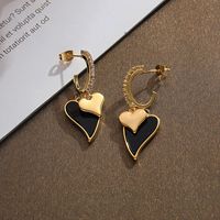 1 Pair Vacation Simple Style Curve Heart Shape Plating Inlay Metal Copper Brass Zircon Gold Plated Dangling Earrings main image 4