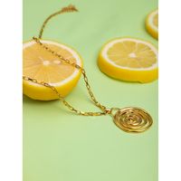 Edelstahl 304 18 Karat Vergoldet IG-Stil Basic Klassischer Stil Spiral- Halskette Mit Anhänger main image 5