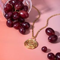 304 Stainless Steel 18K Gold Plated IG Style Basic Classic Style Spiral Pendant Necklace main image 6
