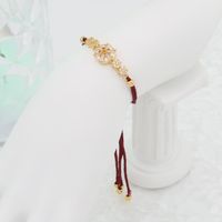 Simple Style Commute Color Block Polyester Copper Plating Inlay Zircon K Gold Plated Couple Bracelets main image 2