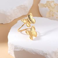 IG Style Sweet Butterfly 304 Stainless Steel 18K Gold Plated Open Rings In Bulk main image 1