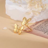 IG Style Sweet Butterfly 304 Stainless Steel 18K Gold Plated Open Rings In Bulk main image 4