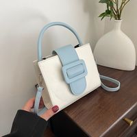 Women's Medium Pu Leather Color Block Solid Color Vintage Style Classic Style Sewing Thread Magnetic Buckle Crossbody Bag main image 1