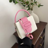 Women's Medium Pu Leather Color Block Solid Color Vintage Style Classic Style Sewing Thread Magnetic Buckle Crossbody Bag main image 5