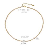 Fashion Geometric Stainless Steel Artificial Crystal Beaded Pearl Necklace sku image 2