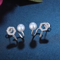 1 Pair Basic Modern Style Classic Style Geometric Inlay Copper Artificial Pearls Zircon Earrings main image 4
