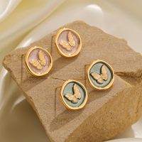 1 Pair Casual Elegant Vacation Butterfly Copper 18K Gold Plated Ear Studs main image 1