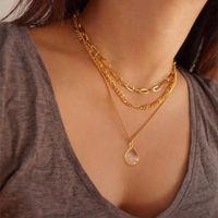 Wholesale Jewelry Simple Style Water Droplets Copper Copper Alloy Zircon Inlay Three Layer Necklace sku image 2
