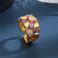 Kupfer 18 Karat Vergoldet Glam Luxuriös Klassischer Stil Überzug Inlay Irregulär Zirkon Offener Ring main image 2