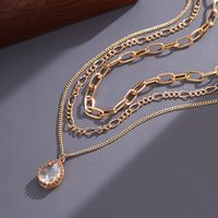 Wholesale Jewelry Simple Style Water Droplets Copper Copper Alloy Zircon Inlay Three Layer Necklace main image 4