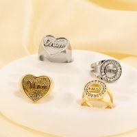 Basic Modern Style Classic Style Letter Heart Shape Solid Color 304 Stainless Steel 18K Gold Plated Rings In Bulk main image 4
