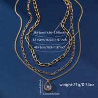 Wholesale Jewelry Simple Style Water Droplets Copper Copper Alloy Zircon Inlay Three Layer Necklace main image 2