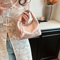 Women's Medium Cloth Solid Color Elegant Vintage Style Sewing Thread Zipper Handbag main image 5