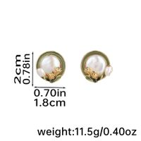 1 Pair Retro Pastoral Flower Inlay Freshwater Pearl Copper Freshwater Pearl 18K Gold Plated Ear Studs sku image 1
