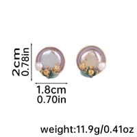 1 Pair Retro Pastoral Flower Inlay Freshwater Pearl Copper Freshwater Pearl 18K Gold Plated Ear Studs sku image 2