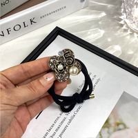 Women's Sweet Simple Style Number Flower Alloy Inlay Artificial Crystal Rhinestones Pearl Hair Tie sku image 3