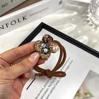 Women's Sweet Simple Style Number Flower Alloy Inlay Artificial Crystal Rhinestones Pearl Hair Tie sku image 2