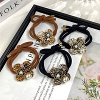 Women's Sweet Simple Style Number Flower Alloy Inlay Artificial Crystal Rhinestones Pearl Hair Tie main image 8