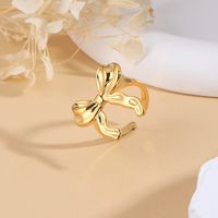 Sweet Simple Style Bow Knot 304 Stainless Steel 18K Gold Plated Open Rings In Bulk sku image 1