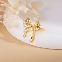 Sweet Simple Style Bow Knot 304 Stainless Steel 18K Gold Plated Open Rings In Bulk main image 1
