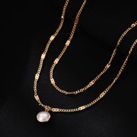 Wholesale Jewelry Simple Style Round Resin Copper Alloy Resin Inlay Double Layer Necklaces main image 5