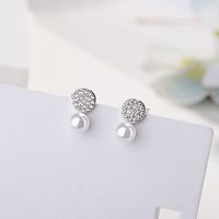 1 Pair Fairy Style Elegant Lady Geometric Inlay Copper Pearl Zircon Earrings main image 1