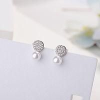 1 Pair Fairy Style Elegant Lady Geometric Inlay Copper Pearl Zircon Earrings main image 4