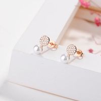 1 Pair Fairy Style Elegant Lady Geometric Inlay Copper Pearl Zircon Earrings main image 3