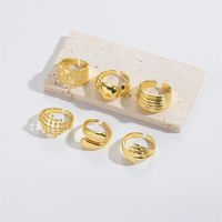 Copper Gold Plated Vintage Style Simple Style Plating Solid Color Open Rings main image 3